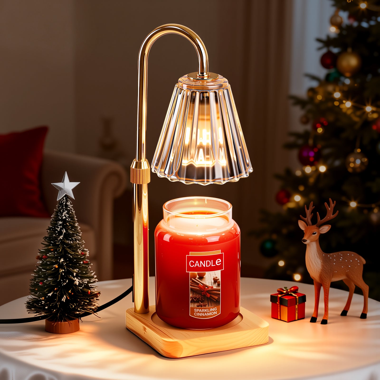 Marycele Candle Warmer Lamp for Yankee Candles, Christmas Birthday Gifts for Mom Women Sister Her, House Warming Gifts, Thanksgiving Decorations for Office Room Home Decor, Clear Wax Warmer with Timer