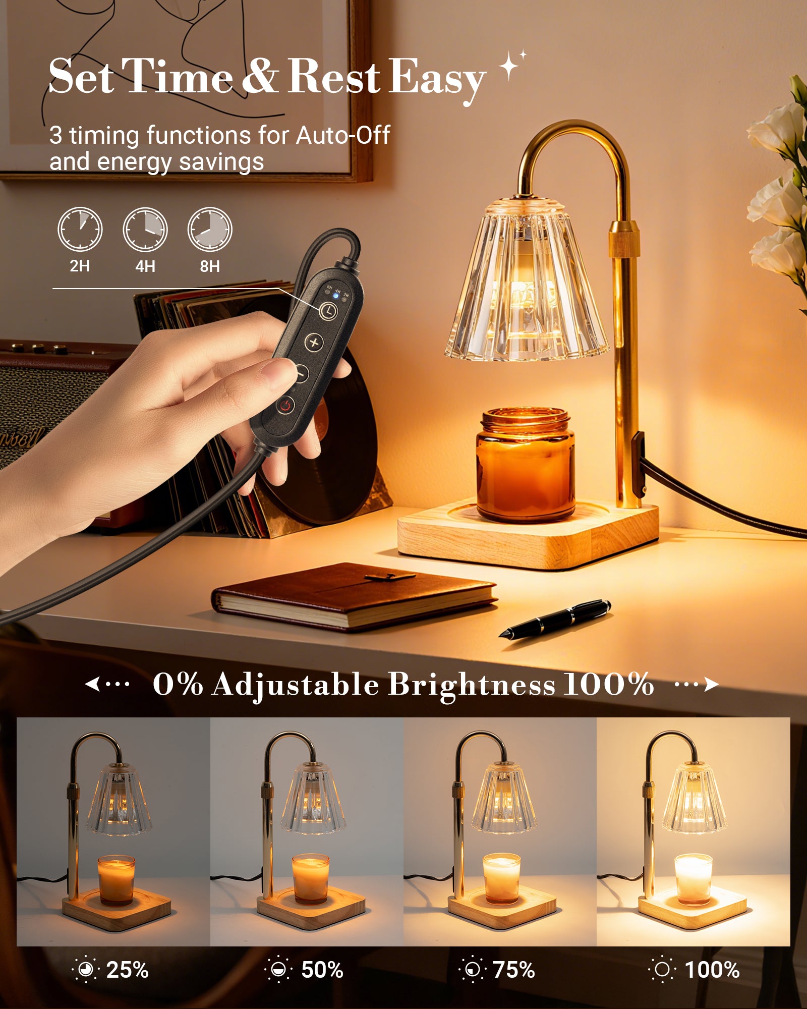 Marycele Candle Warmer Lamp for Yankee Candles, Christmas Birthday Gifts for Mom Women Sister Her, House Warming Gifts, Thanksgiving Decorations for Office Room Home Decor, Clear Wax Warmer with Timer