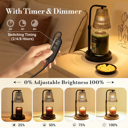 Candle Warmer Lamp with Timer for Yankee Candles, Black Wax Warmer with Dish for Wax Melts, House Warming Gifts New Home Kitchen Office Dorm Room Fall Decor, Birthday Gifts for Mom Women Men