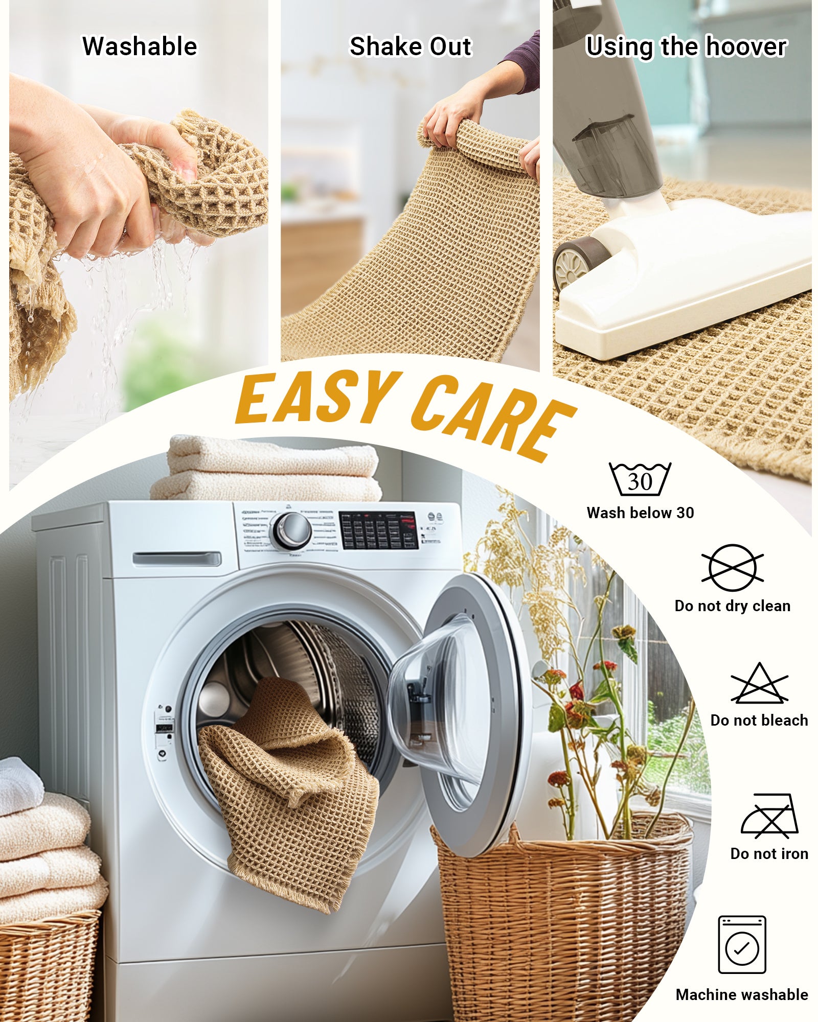 Large Waffle Bath Mat Set, Non Slip Bath Mat Set, Ultra Absorbent Bath Mats for Bathroom Decor, Extra Soft Floor Bathroom Rugs Sets 2 Piece, Washable Bath Rugs (20"×47" and 16"×24")